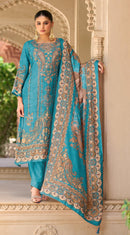 AT 118 D Pure Viscous Maslin Digital Print With Aari And Hand Work Pakistani Suits