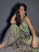 BB 47 Designer Chinon Thread & Sequin Embroidered Plazzo Suit Set