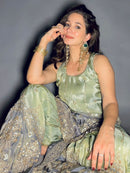 BB 47 Designer Chinon Thread & Sequin Embroidered Plazzo Suit Set