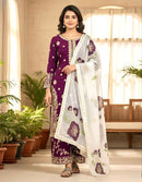 PD 1140 B Luxurious Purple Pur Fendi Silk Embroidered Plazzo Suit