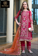 Ziaaz Designs Code 861 Organza Semi Stitched Full Heavy Handwork Suit