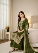 SSR 535 Designer Heavy Embroidery Sequence Work Silk Palazzo Suit