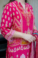 BE 427 Pink Floral Printed French Crape Sharara Suit