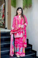 BE 427 Pink Floral Printed French Crape Sharara Suit