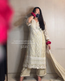 Lady Look 008 Heavy Georgette Embroidery With Rivet Moti Pista Green Pakistani Suit