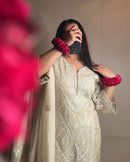 Lady Look 008 Heavy Georgette Embroidery With Rivet Moti Pista Green Pakistani Suit