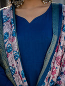 VT 1109 Vichitra Silk Anarkali Suit Set with Printed Marshmallow Silk Dupatta