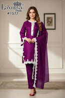 Laxuia Trendz 1577 A Stain With Emboridery Work Farshi Salwar