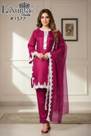 Laxuia Trendz 1577 C Stain With Emboridery Work Farshi Salwar