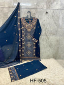 Hoor Tex HF 505 B Heavy Georgette With Zarkan Work Pakistani Suits