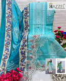 Hazzel 0373 B Pure Cotton Printed And Embroidery Patches Work Pakistani Suits