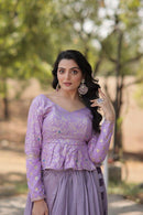 LW-7117 Designer Lavender Peplum Lehenga