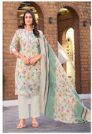 Al Zohaib Az 1430 Luxury Floral Pure Cotton Kurti Set With Designer Dupatta