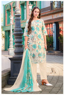 Al Zohaib Az 1431 Luxury Floral Pure Cotton Kurti Set With Designer Dupatta