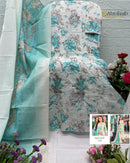 Al Zohaib Az 1431 Luxury Floral Pure Cotton Kurti Set With Designer Dupatta