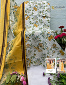 Al Zohaib Az 1433 Luxury Floral Pure Cotton Kurti Set With Designer Dupatta