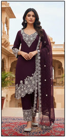 Hoor Tex HF 370 D Heavy Georgette With Zarkan Work Pakistani Suits
