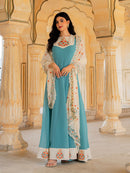 DRS 146 Pastel Aqua Embroidered Work Gown
