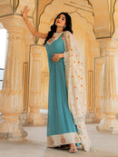DRS 146 Pastel Aqua Embroidered Work Gown