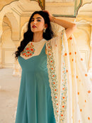 DRS 146 Pastel Aqua Embroidered Work Gown