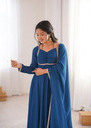 KB 291 Teal Flowing Georgette Gown