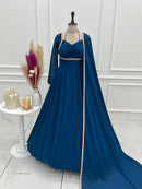 KB 291 Teal Flowing Georgette Gown