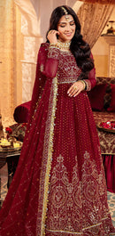 Zaha 10358 A Butterfly Net With Embroidery Work Wedding Wear Pakistani Suits