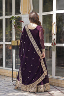 KA 1153 Deep Wine Faux Blooming Georgette Anarkali Gown