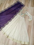 LW 9249 B Cosmos Jacquard With Bandhani Print Embroidered Gown