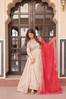 LW 9249 C Cosmos Jacquard With Bandhani Print Embroidered Gown