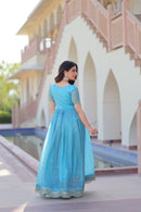 KA 1171 Gold Crush With Multi Thread Embroidery Work Gown