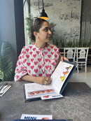 White Cotton Heart Print Straight Kurta