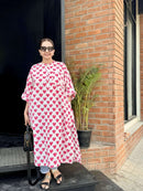 White Cotton Heart Print Straight Kurta