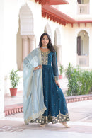 KA 1217 Premium Faux Georgette Embroidered With Russian Silk Dupatta Gown