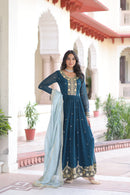 KA 1217 Premium Faux Georgette Embroidered With Russian Silk Dupatta Gown