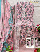 Al Zohaib Az 1138 Pure Cotton Print With Self Boring Work Pakistani Suits