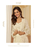 SAYURI 10209 Ethereal Ivory Embroidered Work Jacket & Cowl Palazzo