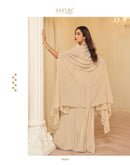 SAYURI 10210 Ethereal Ivory Embroidered Work Jacket & Cowl Palazzo