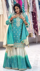 SSR-536 Designer GMY Silk Embroidered Work Sharara Suit