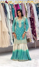 SSR-536 Designer GMY Silk Embroidered Work Sharara Suit