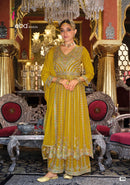 Eba 1928 Heavy Chinnon With Embroidery Work Traditional Suits