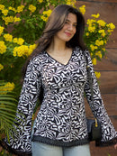 Mannat Clothing Abstract Floral Print Bell-sleeve Top Is Comfy Kurti