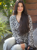 Mannat Clothing Abstract Floral Print Bell-sleeve Top Is Comfy Kurti