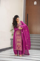 LW 9306 B Designer Embroidered Chinnon Silk Pakistani Suits