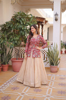 LW 7157 A Designer Maroon Jacquard Jacket Style Lehenga