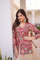 LW 7157 A Designer Maroon Jacquard Jacket Style Lehenga