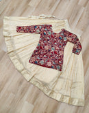 LW 7157 A Designer Maroon Jacquard Jacket Style Lehenga