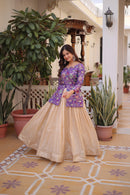 LW 7157 B Designer Maroon Jacquard Jacket Style Lehenga