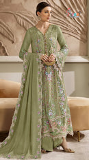 SF 5538 R Chiffon With Embroidery & Hand Khatli Work Pakistani Suits