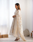 NKB 68 Ivory Banarasi Jacquard Anarkali Gown
